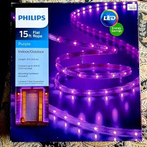 Philips 15 ft flat rope lights. Purple.
